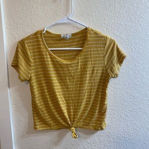 Tillys - Yellow & White Striped Crop Top S